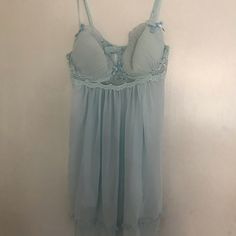 Let This Be Your Something Blue. Sheer Nightie With Pleated Bra Cup And Ruffle Hem. Panty Included. Sheer Lace Sleepwear For Sleepover, Sheer Blue Nightgown For Bedtime, Sheer Spring Sleepwear, Feminine Blue Sleepwear For Pajama Party, Sheer Blue Sleepwear For Spring, Sheer Blue Nightgown, Feminine Sheer Sleepwear For Bedtime, Blue Spaghetti Strap Sleepwear For Pajama Party, Sheer Lace Nightgown For Sleepover