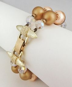 Vintage Vendôme mid century bracelet. Light gold tone, lucite and Aurora borealis Swarovski crystal