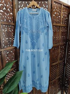 ▪ Kurti Fabric: Modal ▪ Kurti Length: 44-46 Inches ▪ Sleeves: 3/4 Sleeves ▪ Style: Straight Kurti ▪ Occasions: Party Wear, Office Wear, Festive Wear ▪ Garment Care: Hand Wash Only ▪ Price Includes: 1x Kurti Fitted Long Sleeve Dress With Cutdana, Fitted Cotton Traditional Kaftan, Bohemian Semi-stitched Dresses With Chikankari Embroidery, Traditional Fitted Straight Kurta Dress, Festive Fitted Kaftan With Zari Work, Traditional Fitted Cotton Kaftan, Fitted Festive Kaftan With Zari Work, Traditional Fitted Kaftan For Navratri, Traditional Fitted Navratri Kaftan