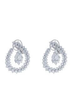 Yeprem y-couture diamond hoop drop earrings in white gold.18K WHITE GOLD round diamond 5.46, marquise diamond 1.36, pear diamond 0.58 4.5 x 3cm Hoop Drop Earrings, Palm Beach Jewelry, Symbolic Jewelry, Marquise Diamond, Pear Diamond, Metal Jewelry, Round Diamond, Round Diamonds, Pear