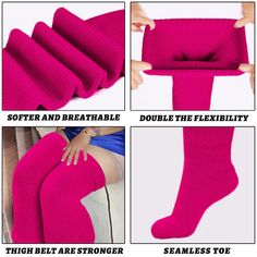 Womens Plus Size Thigh High Socks- Red Plum Red Knee-high Winter Legwear, Red Knee-high Stockings For Winter, Red Thigh High Legwear For Winter, Red Stretch Knee-high Leg Warmers, Pink Stretch Knee-high Socks, Red Stretch Knee-high Socks For Winter, Comfortable Stretch Pink Knee-high Socks, Red Stretch Thigh-high Leg Warmers, Red Stretch Thigh High Leg Warmers