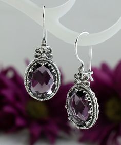 Ornate Sterling Silver Gemstone Earrings, Ornate Gemstone Earrings In Sterling Silver, Ornate Oval Sterling Silver Earrings, Silver Gemstone Crystal Earrings, Silver Oval Sterling Silver Crystal Earrings, Oval Sterling Silver Crystal Earrings For Gift, Sterling Silver Oval Crystal Earrings For Gift, Handmade Sterling Silver Crystal Earrings, Stylish Earrings