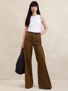 Italian Linen-Cotton Wide Leg Pant | Banana Republic Modern Mid-rise Flare Jeans For Summer, Summer Relaxed Fit High-waisted Flare Jeans, Summer High-waisted Relaxed Fit Flare Jeans, Summer Mid-rise Wide Leg Cotton Pants, Modern Summer Pants With Five Pockets, Modern Summer Bottoms With Five Pockets, Modern Cotton Flare Jeans For Summer, Summer Cotton Flare Jeans, High Rise Cotton Flare Jeans For Summer