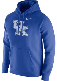 Put your Wildcats spirit on display in this Kentucky Wildcats Long Sleeve Hoodie! You'll be cozy on game day in this Kentucky Mens Blue Club Hooded Sweatshirt. This Wildcats Long Sleeve Hoodie features a screen print of UK logo on center chest. Wear your Kentucky Wildcats spirit with pride in this great Mens Hooded Sweatshirt! Screen printed team logo on center chest, Tapered sleeves, Heightened hood, Front kangaroo pocket, Trademark swoosh printed on upper left chest, Unisex, Fit: True to Size, Nike Team-colored Long Sleeve Hoodie, Nike Long Sleeve Fan Apparel Hoodie, Nike Long Sleeve Hoodie Fan Apparel, Nike Long Sleeve Hoodie For Fan Apparel, Nike Fan Apparel Hoodie, Nike Long Sleeve Hoodie For Fan Gear, Nike Cotton Sweatshirt For Fans, Nike Fan Apparel Sweatshirt With Drawstring Hood, Nike Collegiate Hoodie For Sports Season