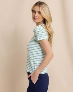 Coastal comfort is easy to achieve in a soft and standard striped tee. This soft cotton crew neck serves as the best base layer for an optimal oceanside outfit. Style: 10819 Summer Striped Stretch T-shirt, Striped Stretch T-shirt For Summer, Striped Stretch Short Sleeve T-shirt, Stretch Striped Short Sleeve T-shirt, Striped Stretch T-shirt With Short Sleeves, Casual Horizontal Stripe Pattern T-shirt For Everyday, Relaxed Fit Short Sleeve Tops With Horizontal Stripes, Casual Cotton Top With Horizontal Stripes, Casual Summer Tops With Horizontal Stripes