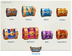 an image of different chests for the game castle crushers on pc and macs