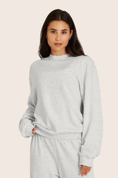 LIGHTWEIGHT SWEATS CLASSIC CREWNECK - HEATHER GREY Relaxed Fit Sweatshirt For Layering, Solid Color Relaxed Fit Sweats For Layering, Boxy Crew Neck Sweatshirt For Everyday, Solid Relaxed Fit Sweats For Layering, Boxy Fit Crew Neck Sweatshirt For Everyday, Comfy Crew Neck Sweater For Lounging, Everyday Boxy Fit Crew Neck Sweatshirt, Oversized Crew Neck Tops For Lounging, Boxy Fit Crew Neck Sweater With Ribbed Neckline