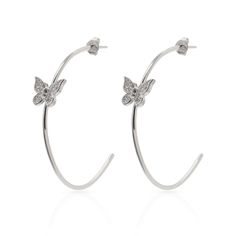 18kt Gold Plated over brass with genuine CZ Accents. White Gold Plated Sterling Silver Hoop Earrings, Hoop Earrings With Cubic Zirconia Plating, Sterling Silver Plated Hoop Earrings, Star Jewelry, Lucky Star, Gold Filled, Silver Gold, Gold Plate, Plating