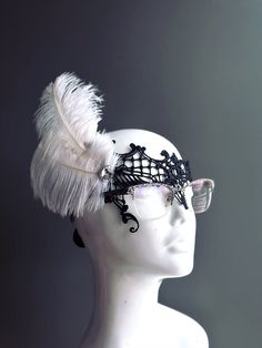 Made for eye glass wearers! Mask will fit around the frames of your eyeglasses comfortably.   Black lace masquerade mask with lovely feather clip attached. More colors for the feathers are available. S H I P P I N G  -   Last minute masquerade mask shopping? Quick processing available.  For 1-2 day guaranteed delivery, add items to cart, click on shipping tab for rates on last page of checkout. Msg us for delivery time frames (Include your state/country). S I Z E  Adult Size. Detailed dimensions Masquerade Mask Glasses, Masquerade Mask With Glasses, Adjustable Eye Masquerade Mask, Adjustable Eye Mask For Masquerade, Masquerade Mask For Glasses, White Feather Mask, Lace Masquerade Mask, Lace Masquerade Masks, Thank You Wishes