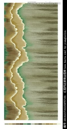 an abstract pattern with wavy lines in shades of green, yellow and beige on fabric