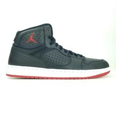 Product Name: Nike Air Jordan Access Retro Trainers Mens Shoes Style Number: Ar3762 001 Size: Sizes 10-15 Color: Black Red Our Shoes Are Brand New And 100% Authentic Or Your Money Back!!! Orders Usually Ship Within 24 Hours Via Usps Priority Mail (2-3 Days.) You Will Get Your Shoes Fast!!! Mid-top Leather Jordan Shoes With Perforations, Black High-top Sneakers With Perforations For Streetwear, Black Perforated High-top Sneakers For Streetwear, Classic Jordan Leather Shoes With Rubber Sole, Classic Leather Jordan Shoes With Rubber Sole, Classic Black High-top Sneakers With Perforations, Leather Jordan Shoes With Perforations For Streetwear, Modern High-top Jordan Shoes With Cushioned Footbed, Red Sole Leather High-top Sneakers