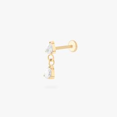 gold dangle flatback with cz pears color:null|gold/clear Flat Back Earrings, Fashion Earrings, Lay Flat, Piercings, Pear, Stud Earrings, Silver, Gold