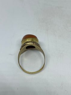 Vintage Genuine Red Carnelian golden Bronze Ring Size 8.5 can be re sized to any size if you request it. There is a $20 jeweler's fee All rings are shipped in a nice gift box. Check out our over a THOUSAND great reviews Engraving is $4 per letter and is not always perfect depending on the piece. It can take a few days if the jeweler is busy. This is payable to Paypal Judithsltd@gmail.com Formal Carnelian Oval Cabochon Jewelry, Vintage Carnelian Jewelry With Polished Finish, Vintage Polished Carnelian Jewelry, Formal Oval Cabochon Carnelian Jewelry, Formal Carnelian Gold Ring, Formal Gold Carnelian Ring, Vintage Gold Enamel Ring With Gemstone, Yellow Gold Carnelian Oval Cabochon Ring, Vintage Gemstone Enamel Ring As A Gift