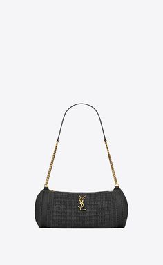 Item Color: Black Height: 11cm Width: 24.5cm Depth: 11cm Strap drop: 27cm Metal chain strap with leather insert Top zip closure Front metal logo Leather trim Gold-colored metal hardware Composition: Main: 100% Raffia Details: Calf Size Type: STANDARDSKU: 79I-G1N021 Our Products Are 100% Genuine. In All Cases We Stand By The Authenticity Of Every Product Sold On Our Site. Designer Straw Bag With Gold-tone Hardware, Luxury Straw Bag With Gold-tone Hardware, Luxury Evening Straw Shoulder Bag, Designer Black Straw Bag With Woven Leather, Luxury Woven Straw Evening Bag, Luxury Crochet Leather Woven Shoulder Bag, Luxury Crochet Woven Leather Shoulder Bag, Luxury Crochet Shoulder Bag With Woven Leather, Luxury Straw Shoulder Bag With Gold-tone Hardware