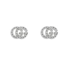 From Gucci, these extra small GG Running earrings will complement any ensemble with perfectly balanced glamour. Crafted from 18k white gold, the Double G silhouettes exhibit twinkling round diamonds. The diamonds are 1/10ctw, H or better in color, and VVS in clarity. Gucci Style #: YBD48167800100U Gucci White Gold Round Earrings, Gucci White Gold Jewelry For Anniversary, Gucci Sterling Silver Earrings For Formal Occasions, Gucci White Gold Sterling Silver Earrings, Elegant Gucci Sterling Silver Jewelry, Timeless White Gold Cubic Zirconia Diamond Earrings, Timeless White Gold Cubic Zirconia Earrings, Gucci Round Earrings For Formal Events, Gucci Round Earrings For Formal Occasions