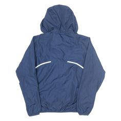 Item is in good used condition. >Size: S >Armpit To Armpit: 19" >Armpit To Cuff: 20" >Collar To Hem: 24" Casual Blue Windbreaker For Streetwear, Navy Sportswear Windbreaker For Sports, Blue Nylon Track Jacket For Sports, Navy Nylon Track Jacket For Streetwear, Sporty Blue Windbreaker For Outdoor Activities, Casual Blue Nylon Track Jacket, Urban Blue Windbreaker For Sports, Blue Moisture-wicking Track Jacket For Outdoor Activities, Urban Style Blue Windbreaker For Sports