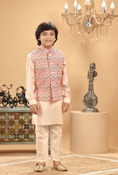 **Specifications : Please visit our brand store for more collection. StitcheryUK.etsy.com  If you need Father and Son same outfits we can make by customised for that kindly message me. Top Details Color- Peach, Fabric - Soft Blended Embroidered Fabric Bottom Details Color- Peach, Fabric - Blended Slik , Style - Elastic Pant Package Include :INCLUDES 1 BANDI, 1 KURTA AND 1 PANT. Turban ,Mojari And Other Accessories Are Not Sold Along With The Dress. CARE: DRY CLEAN ONLY *Additional Information : Pink Nehru Jacket With Zari Work For Spring, Spring Pink Nehru Jacket With Zari Work, Spring Wedding Pink Nehru Jacket, Orange Sets With Resham Embroidery For Spring, Orange Resham Embroidery Sets For Spring, Spring Orange Sets With Resham Embroidery, Spring Orange Resham Embroidery Sets, Pink Sherwani For Spring Festivals, Festive Pink Long Sleeve Bandhgala