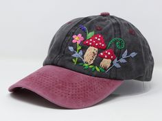 Flower is 100% hand embroidered on a 100% cotton wash baseball cap. Hat is one size fits all with adjustable back strap. Unique cap, one of a kind! I am also open for customization. If you want the item in different colors, please message me, it will take additional 2-3 days of handling time. Free first class shipping, upgradable priority mail service. 30 days return policy, feel confident at your purchase! Whimsical Adjustable Cap, Whimsical Adjustable Baseball Cap, Adjustable Whimsical Baseball Cap, Whimsical Adjustable Snapback Hats, Handmade Adjustable Baseball Cap, Adjustable Baseball Cap With Embroidered Patch, Whimsical Cotton Cap, Adjustable Cap With Multicolor Embroidery, Handmade Baseball Cap