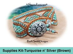 an image of a bracelet made out of beads and leathers with the words sun dancer on it