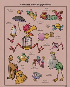 an illustrated poster with many different cartoon characters