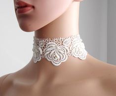 Boho Wedding Neck Accessories Rose Lace Handmade Choker | Etsy Elegant Bridal Accessories With Delicate Lace For Ceremony, Elegant Delicate Lace Bridal Accessories For Ceremony, Elegant Bridal Accessories With Delicate Lace, Elegant Bridal Accessories With Delicate Lace For Wedding, Elegant Beaded Lace Bridal Accessories, Elegant Beaded Lace For Wedding, Elegant Wedding Bridal Accessories With Delicate Lace, Elegant Delicate Lace Bridal Accessories For Wedding, White Beaded Choker For Wedding