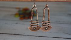 These  copper plated earrings are unique and fun to wear.  Nickel and lead free. Dangle Earrings Boho, Copper Style, Artisan Earrings, Lightweight Earrings, Lovely Earrings, Earrings Boho, Copper Plated, Light Weight Earrings, Gorgeous Earrings