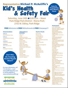 a flyer for the children's health and safety fair with information on how to use it