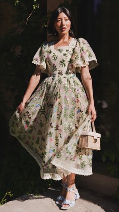 Gardenia Dress | JessaKae Feminine Floral Embroidered Dress For Garden Party, Spring Lace Embroidered Floral Dress, Feminine Summer Dress With Intricate Embroidery, Spring Embroidered Dress With Ruffles For Garden Party, Feminine Embroidered Midi Dress For Garden Party, Cream Floral Midi Dress For Garden Party, Spring Vintage Feminine Dress For Garden Party, Embroidered Floral Midi Dress For Garden Party, Floral Print Embroidered Midi Dress For Garden Party