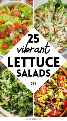 25 vibrant lettuce salads with the words 25 vibrant lettuce salads