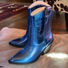 These Are A Gorgeous Metallic Blue Brand New Pair Of Boots By Corkys! They Are A Size 7 And From A Smoke Free Home. I Have The Taller Version Also!! Thanks For Looking!! Blue Western Boots For Summer, Blue Snip Toe Boots With Reinforced Heel, Blue Snip Toe Boots For Fall, Blue Boots With Snip Toe For Fall, Blue Fall Boots With Snip Toe, Blue Almond Toe Boots, Blue Western Boots With Almond Toe, Blue Western Boots With Round Toe, Western Blue Boots With Round Toe