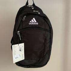 New With Tags! Black Backpack For Back To School, Black Backpack For Outdoor Activities And Back To School, Black Backpack For Back To School And Outdoor Activities, Black Backpack For Outdoor And School Activities, Sporty Black Bag For Back To School, Black Standard Backpack For Back To School, Casual Adidas Standard Backpack, Adidas Casual Everyday Backpack, Casual Adidas Backpack For Everyday Use