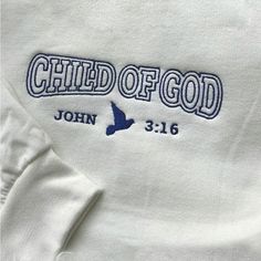 Child Of God Unisex Embroidered Cotton Sweatshirt Jesus Merch Aesthetic, Christian Merch Design, White Embroidered Sweatshirt For Spring, Casual White Top With Letter Embroidery, White Tops With Embroidered Logo For Spring, White Tops With Letter Embroidery For Spring, White Cotton Tops With Letter Embroidery, White T-shirt With Letter Embroidery For Spring, White Embroidered T-shirt For Spring