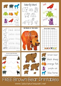 four different bear activities for children to practice their handwriting and writing skills, including letter recognition