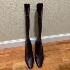 Has Been In My Closet And Have Not Worn Outside. Has Scuff Marks But Still In Great Condition. Purple Pointed Toe Boots For Formal Occasions, Formal Purple Boots With Pointed Toe, Purple Formal Boots For Fall, Formal Purple Boots, Elegant Fitted Purple Boots, Deep Plum Color, Pointy Boots, Deep Plum, Plum Color