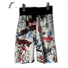 New Phat Farm Boys Shorts With Multicolored Graffiti Print, Size 4 Approximate Measurements: Waist: 18", Inseam: 6" Hip Hop Cotton Bottoms With Graffiti Print, White Graffiti Print Bottoms For Streetwear, Fun White Bottoms For Spring, Casual White Bottoms With Graffiti Print, Casual Graphic Print Shorts For Playwear, Cotton Bottoms With Graphic Print For Playwear, Cotton Graphic Print Bottoms For Playwear, Graphic Print Hip Hop Bottoms For Summer, Hip Hop Graphic Print Bottoms For Summer