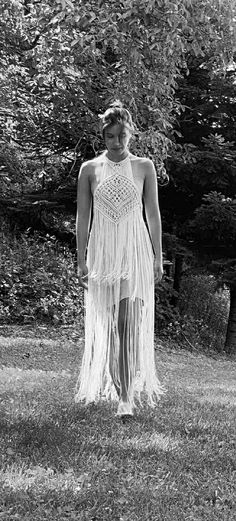 This is a macrame dress with boho details. Suitable for wedding or festival. It is made of silk rope. Bohemian Lace Crochet Dress For Wedding, Bohemian Lace Crochet Wedding Dress, Summer Wedding Dress With Fringe, White Macrame Summer Dress, White Bohemian Macrame Dress, Summer Wedding Dresses With Tassels, Bohemian Boho Dress For Summer Wedding, Bohemian Dresses For Destination Wedding, Summer Bohemian Wedding Dress