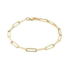 "Show off your timeless style with this 14k Gold paper clip link bracelet. Show off your timeless style with this 14k Gold paper clip link bracelet. Packaging: boxed Finish: polished Metal: 14k gold Length: 7.5 in. Width: 4.2 mm Weight: 2.5 grams Please note, due to the high value of this item, a signature may be required upon delivery. Size: 7.5"". Color: Yellow. Gender: female. Age Group: adult." Bracelet Packaging, Jewelry Clasps, Gold Paper, Paper Clip, Link Bracelets, Timeless Style, Chain Bracelet, Gender Female, Gold Earrings