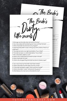 the bride's duty life secrets printable game with makeup brushes and other items