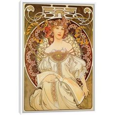 a woman with flowers on her head is shown in an art nouveau style ipad case