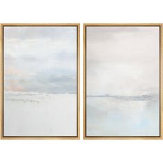 two framed paintings with white and blue colors