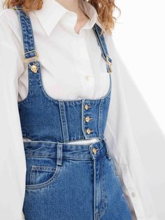 Unique Tops Designs, Cute Casual Tops For Women, Denim Jumpsuit Sewing Pattern, Tops Made From Jeans, How To Style Denim Jumpsuit, Corset Overalls, Denim Looks For Women, Top From Jeans, Denim Tops Women