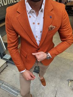 Blazer Outfits Men, Orange Blazer, Men Blazer, Slim Fit Blazer, Mens Fashion Blazer, Designer Suits For Men, Slim Fit Blazers, Fashion Suits For Men, Mens Fashion Classy