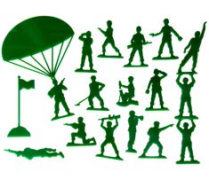 the silhouettes of people with parachutes are shown in various poses and positions on a white background