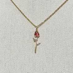 Romantic Rose flower Nekclace, Propose Red Rose Pendant Jewelry for Women, Girls, Floral Jewelry for Her  Item details ✰ Color: gold ✰ Finish:  14K gold plated pendant ✰ Shimmering high quality 15-19" chain length ✰ High quality clasp to finish  ✰ Comes in a cute gift box, perfect for gift-giving! Valentine's Day Rose Design Necklace For Party, Red Rose Design Necklace For Wedding, Elegant Rose Red Necklace With Rose Design, Red Rose Necklace, Red Flower Necklace With Rose Design, Rose Red Flower Pendant Necklace For Gift, Red Rose Design Flower Necklace, Rose Red Flower Necklaces With Rose Design, Golden Rose Necklace