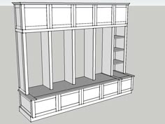 a drawing of a bookcase with shelves on the top and bottom shelf below it