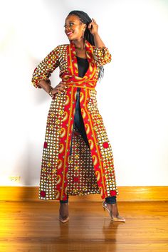 The perfect accent to any outfit. East meets West (Africa). These Ankara print kimono-style jackets are a statement piece. Each style/print is sold in limited quantities. Made by artisans in Southeast Nigeria. Ankara Kimono, Mother Africa, Cigars And Women, Kimono Style Jacket, Black Actresses, African Designs, Pride Collection, Ankara Fashion, Ankara Print