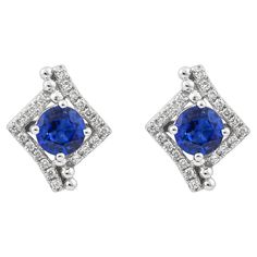 This collection features a dainty selection of jewelry with blue sapphires and diamonds. These Blue Sapphires are sourced from Madagascar and project a bold blue hue. Accented with diamonds, these minimal pieces can be the perfect accessory to your everyday outfit. Blue Sapphire: 1.129 carat round shape, 5mm size, 2 pieces. Diamonds: 0.163 carat, G colour, VS clarity. Gold: 2.411g, 18K white gold. E120 Gia Certified Sapphire Earrings For Formal Occasions, Elegant Blue Gia Certified Diamond Earrings, Blue Diamond Round Cut Earrings, Formal White Gold Sapphire Diamond Earrings, Elegant Blue Platinum Earrings, Gia Certified Sapphire Diamond Earrings For Formal Occasions, Blue Sapphire Diamond Earrings, Blue Diamond Earrings With Brilliant Cut, Formal Gia Certified Sapphire Diamond Earrings