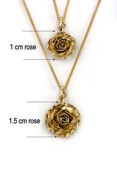 Rose Flower Necklace, 9k Yellow Gold Pendant, Gold Rose Necklace Beautiful yellow rose suspended by delicate thorns, A truly romantic gift! handcrafted in 9ct yellow solid gold * Material: 9ct Fairtrade / recycle UK hallmarked gold * Size of Rose: Approx 1.5 cm (0.4in) diameter * Length of Chain: hallmarked 1 mm Spiga chain 40 cm (16in) long (it could be longer on request ) * Ready to Ship in 10 business day * Made in the United Kingdom Please allow for slight variations in size as every item is Rose Pendant Jewelry With Rose Design, Dainty Rose-colored Jewelry With Rose Design, Minimalist Rose Jewelry For Anniversary, Delicate Rose Gold Necklaces With Roses, Rose Gold Jewelry With Roses For Formal Occasions, Gold Flower Pendant Jewelry With Roses, Gold Jewelry With Rose Details As Flower Pendant, Gold Jewelry With Rose Flower Pendant, Gold Jewelry With Rose Details In Flower Pendant Shape