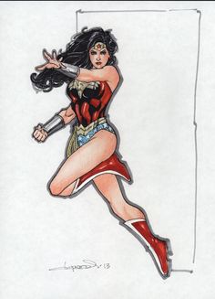 a drawing of a woman dressed as wonder