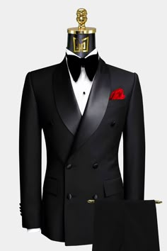 Three Piece Tuxedo Wedding Black, Wedding Suits Best Men, Party Wear Clothes For Men, Double Breasted Black Tuxedo, Double Breasted Tuxedo Men, Double Breasted Tuxedo Suit, Black Tuxedo Wedding Groomsmen, Black Three Piece Suit Men, All Black Tuxedo For Men